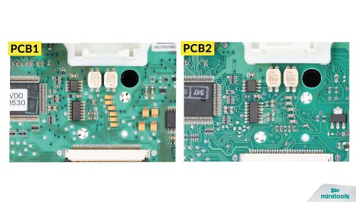 Differences between the circuit boards PCB of Mercedes C-Class W203 and G-Class W463 instrument clusters